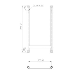 H-TUBE black aluminum width 50 cm height 100 cm 2