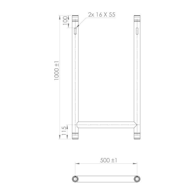 H-TUBE black aluminum width 50 cm height 100 cm