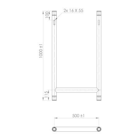 H-TUBE black aluminum width 50 cm height 100 cm