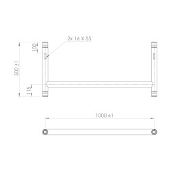 H-TUBE black aluminum  height  50 cm width 100 cm 2