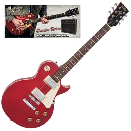 VINTAGE V10 COASTER GUITAR PACK - WINE RED